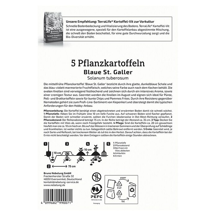 Kiepenkerl Profi-Line Pflanzkartoffeln Blauer St. Galler (Solanum tuberosum, 5 Stk., Erntezeit: August) | BAUHAUS