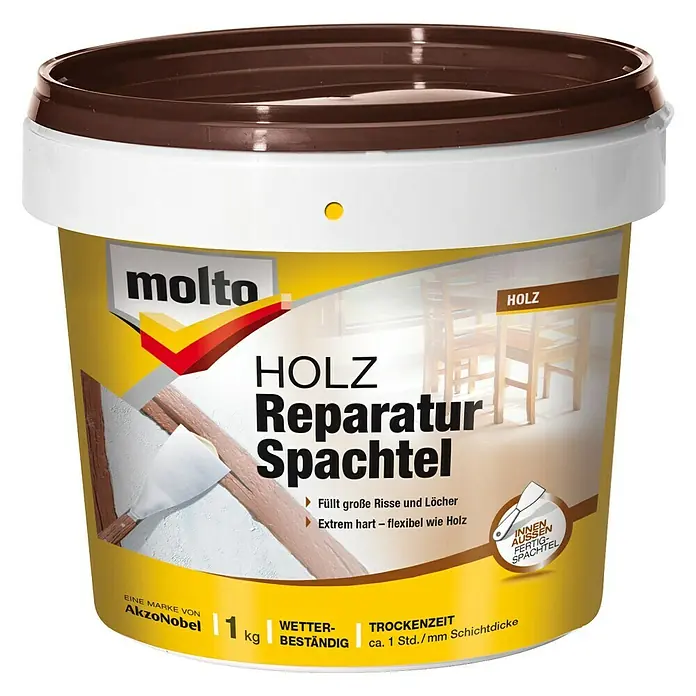 Molto Reparaturspachtel - 1 kg - Dose Molto Holz Reparatur Spachtel.