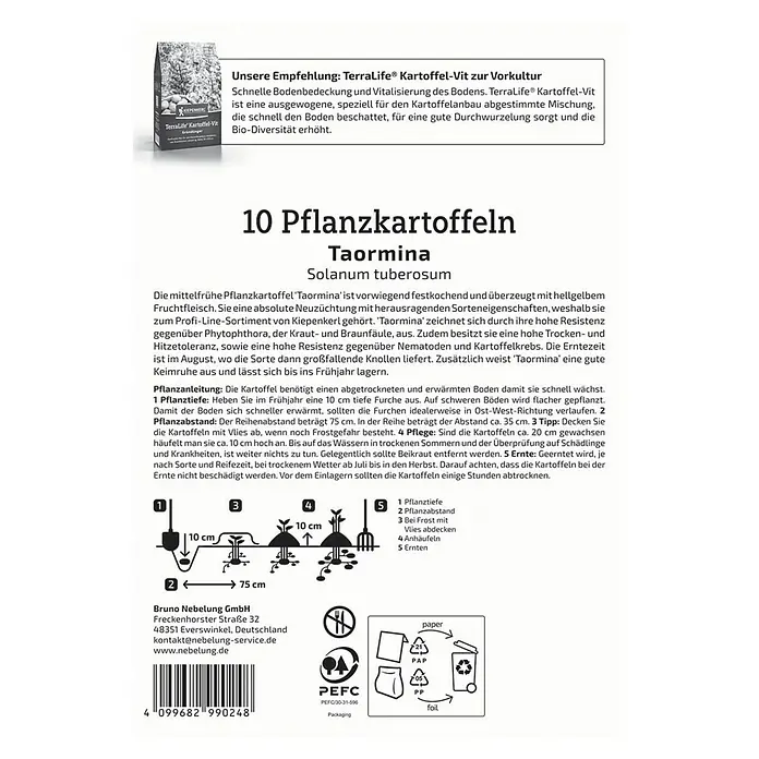 Kiepenkerl Profi-Line Pflanzkartoffeln Taormina - Solanum tuberosum, 10 Stk., Erntezeit: August - Taormina Pflanzkartoffeln: Mittelspäte Sorte mit ausgezeichneten Eigenschaften für den Anbau. Verpackungshinweise und Pflanzanleitung beachten!