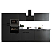 Respekta Olivia Küchenzeile (Breite: 340 cm, Grau, Farbe Arbeitsplatte: Granit Optik, Mit Elektrogeräten, Schwarze Griffe) | BAUHAUS