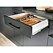 Respekta Olivia Küchenzeile (Breite: 370 cm, Grau, Farbe Arbeitsplatte: Granit Optik, Mit Elektrogeräten, Schwarze Griffe) | BAUHAUS