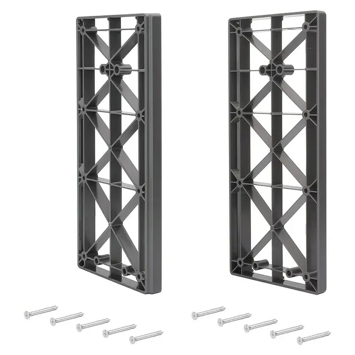 Emuca Distanz-Abstandshalter - L x B x H: 1,5 x 12,2 x 25,9 cm, Titanium - Graue Terrassenfliesen-Unterkonstruktion mit mehreren Schrauben für eine einfache Installation und langlebige Stabilität im Außenbereich.