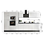 Respekta Olivia Küchenzeile (Breite: 370 cm, Grau, Farbe Arbeitsplatte: Granit Optik, Mit Elektrogeräten, Schwarze Griffe) | BAUHAUS