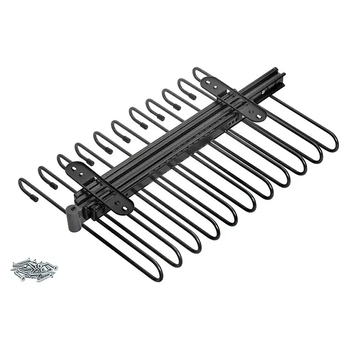 Emuca Hosenauszug - L x B x H: 345 x 470 x 85 mm, Titanium - Ausziehbarer Hosenbügelhalter für den Kleiderschrank zur einfachen Hosenaufbewahrung.
