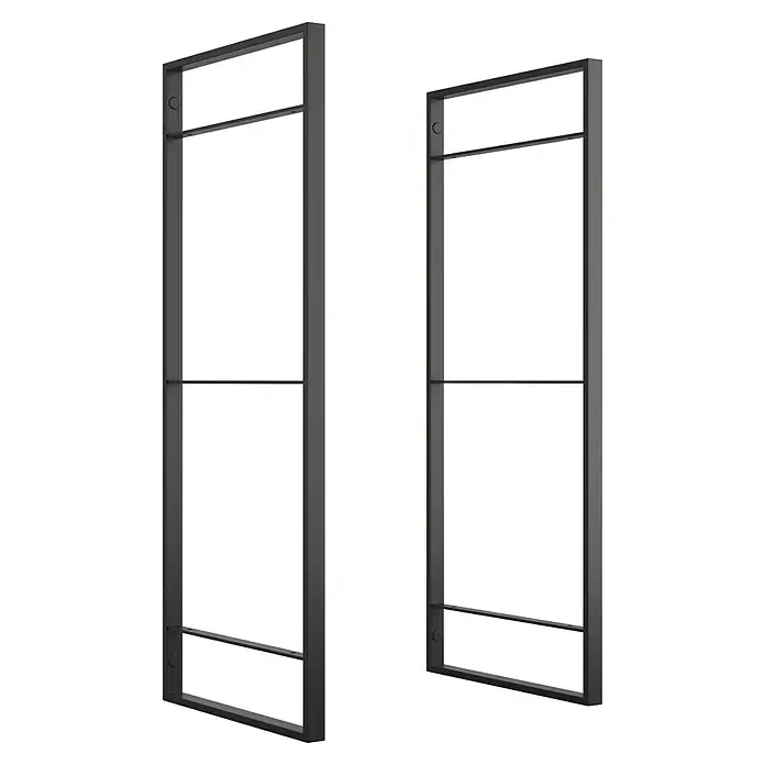 Emuca Regalsystem Lader Rahmen Set - L x B x H: 0,5 x 35,2 x 83 cm - Graues Möbelstück mit mehreren Regalen in einem dunklen Raum.