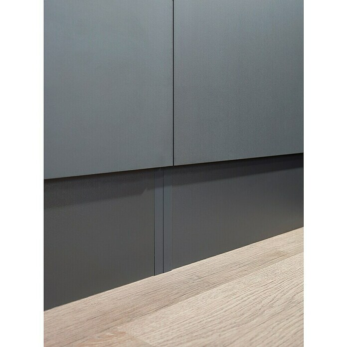 Respekta Olivia Winkelküche (172 x 340 cm, Grau, Farbe Arbeitsplatte: Granit Optik, Mit Elektrogeräten, Schwarze Griffe) | BAUHAUS