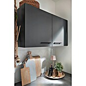 Respekta Olivia Winkelküche (172 x 340 cm, Grau, Farbe Arbeitsplatte: Granit Optik, Mit Elektrogeräten, Schwarze Griffe) | BAUHAUS