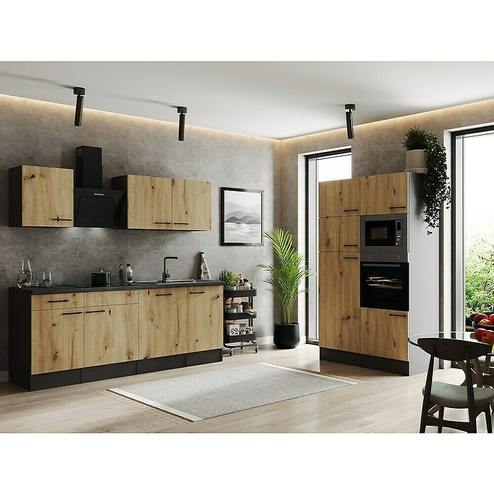 Respekta Olivia Küchenzeile (Breite: 340 cm, Artisan Eiche Nachbildung, Mit Elektrogeräten) | BAUHAUS