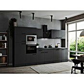 Respekta Olivia Küchenzeile (Breite: 340 cm, Grau, Farbe Arbeitsplatte: Granit Optik, Mit Elektrogeräten, Schwarze Griffe) | BAUHAUS