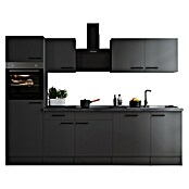 Respekta Olivia Küchenzeile (Breite: 280 cm, Grau, Farbe Arbeitsplatte: Granit Optik, Mit Elektrogeräten, Schwarze Griffe) | BAUHAUS