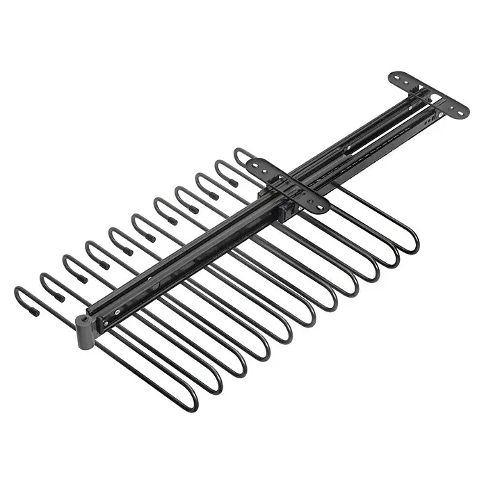 Emuca Hosenauszug - L x B x H: 345 x 470 x 85 mm, Titanium - Ausziehbarer Hosenhalter zur einfachen Aufbewahrung und Organisation von Hosen im Kleiderschrank. Praktisches Design für mehr Ordnung.