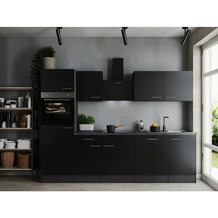 Respekta Olivia Küchenzeile (Breite: 280 cm, Schwarz, Mit Elektrogeräten) | BAUHAUS