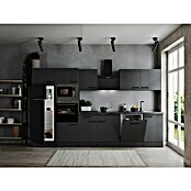 Respekta Olivia Küchenzeile (Breite: 340 cm, Grau, Farbe Arbeitsplatte: Granit Optik, Mit Elektrogeräten, Schwarze Griffe) | BAUHAUS