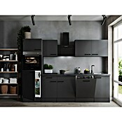 Respekta Olivia Küchenzeile (Breite: 280 cm, Grau, Farbe Arbeitsplatte: Granit Optik, Mit Elektrogeräten, Schwarze Griffe) | BAUHAUS