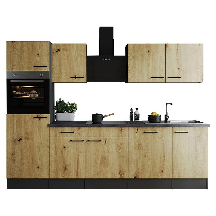 Respekta Olivia Küchenzeile (Breite: 280 cm, Artisan Eiche Nachbildung, Mit Elektrogeräten) | BAUHAUS