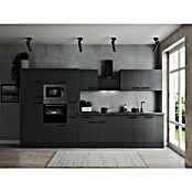 Respekta Olivia Küchenzeile (Breite: 370 cm, Grau, Farbe Arbeitsplatte: Granit Optik, Mit Elektrogeräten, Schwarze Griffe) | BAUHAUS