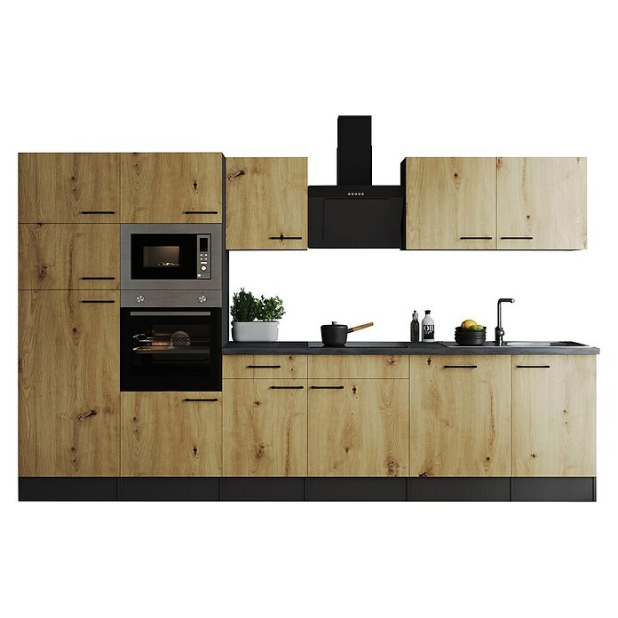 Respekta Olivia Küchenzeile (Breite: 340 cm, Artisan Eiche Nachbildung, Mit Elektrogeräten) | BAUHAUS