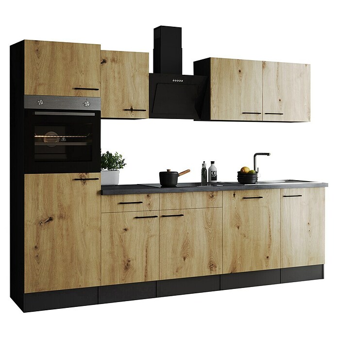 Respekta Olivia Küchenzeile (Breite: 280 cm, Artisan Eiche Nachbildung, Mit Elektrogeräten) | BAUHAUS
