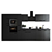 Respekta Olivia Küchenzeile (Breite: 370 cm, Grau, Farbe Arbeitsplatte: Granit Optik, Mit Elektrogeräten, Schwarze Griffe) | BAUHAUS