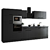Respekta Olivia Küchenzeile (Breite: 340 cm, Grau, Farbe Arbeitsplatte: Granit Optik, Mit Elektrogeräten, Schwarze Griffe) | BAUHAUS