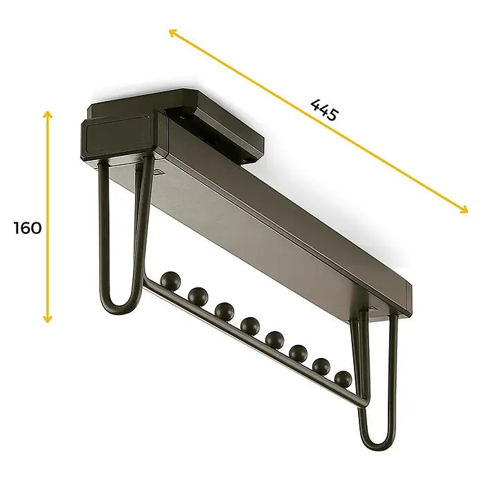 Emuca Kleiderstange Moka - Länge: 445 mm, Titanium - Deckenmontierte Kleiderstange aus Metall in Braun mit den Maßen 445 x 160.