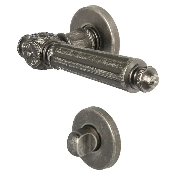 Diamond Doors Classic Zimmertürgarnitur WC Augusta - Stärke Tür: 40 mm - 45 mm, Antik, Schlitzkopf/Olive - Elegante Türklinke aus Metall mit antikem Finish. Das formschöne Design verleiht Türen einen stilvollen Akzent.