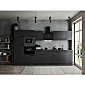 Respekta Olivia Küchenzeile (Breite: 340 cm, Grau, Farbe Arbeitsplatte: Granit Optik, Mit Elektrogeräten, Schwarze Griffe) | BAUHAUS