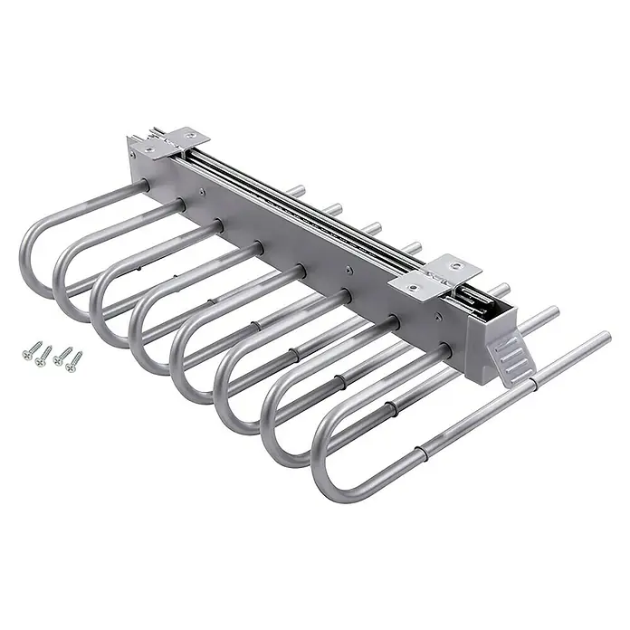 Emuca Hosenauszug - L x B x H: 35 x 49,8 x 12,4 cm, Links, Grau metallic - Ausziehbarer Hosenhalter für Kleiderschrank, mit mehreren Stangen zur Hosenaufbewahrung, inklusive Befestigungsmaterial für einfache Installation.