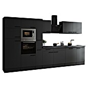 Respekta Olivia Küchenzeile (Breite: 370 cm, Grau, Farbe Arbeitsplatte: Granit Optik, Mit Elektrogeräten, Schwarze Griffe) | BAUHAUS