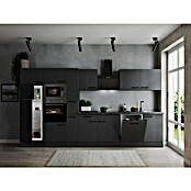 Respekta Olivia Küchenzeile (Breite: 370 cm, Grau, Farbe Arbeitsplatte: Granit Optik, Mit Elektrogeräten, Schwarze Griffe) | BAUHAUS