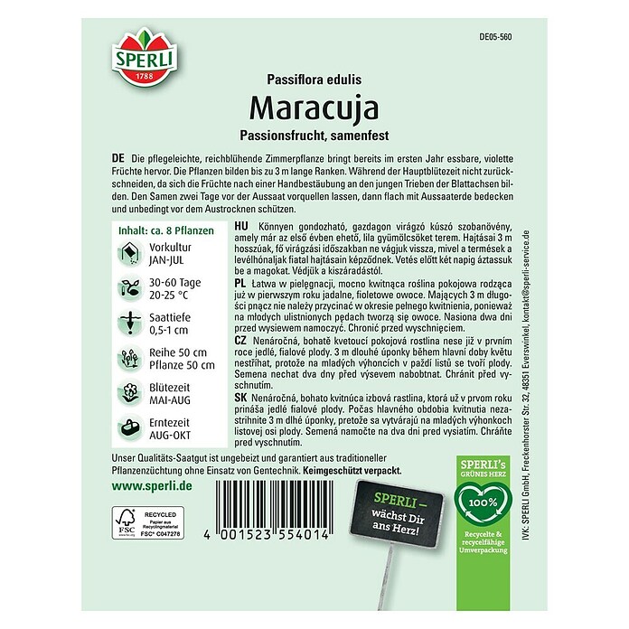 Sperli Obstsamen Passionsfrucht (Maracuja, Passiflora edulis, Erntezeit: August) | BAUHAUS