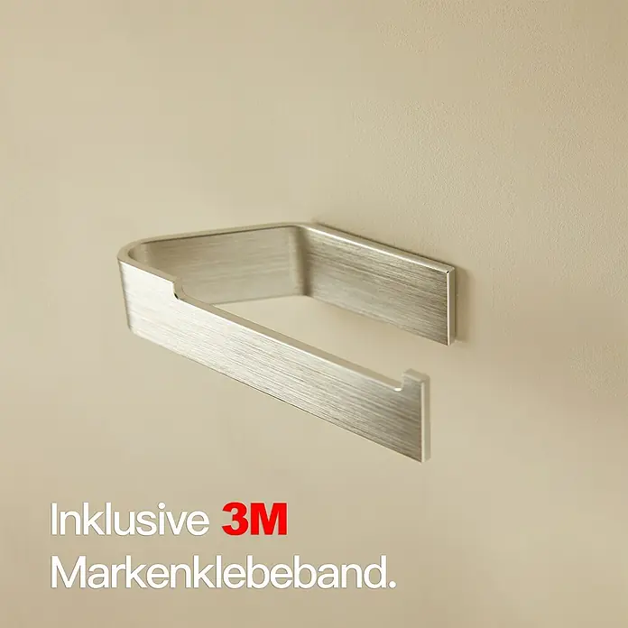 Designfabrik Hamburg Toilettenpapierhalter - Silber gebürstet, Matt - Handtuchhalter aus gebürstetem Edelstahl mit 3M Klebeband zur einfachen Montage.