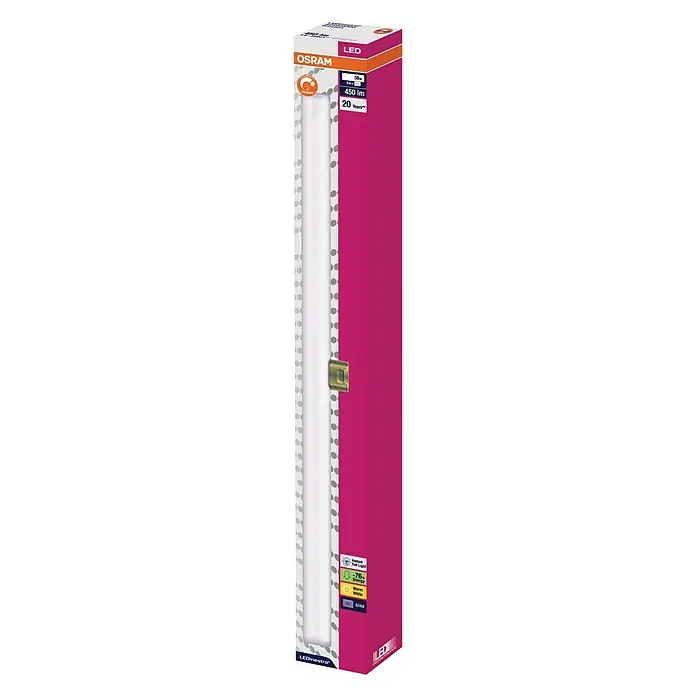 Osram Linienlampe LEDinestra - Länge: 500 mm, Warmweiß, 4,9 W, 470 lm, S14d - Eine Osram LED-Leuchte in ihrer Verpackung, ideal für helle und energieeffiziente Beleuchtung.