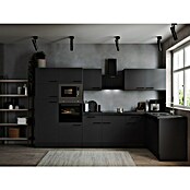 Respekta Olivia Winkelküche (172 x 340 cm, Grau, Farbe Arbeitsplatte: Granit Optik, Mit Elektrogeräten, Schwarze Griffe) | BAUHAUS