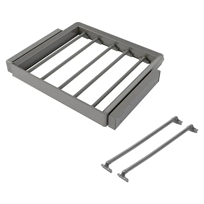 Emuca Hosenhalter Quartz - Metall, Titanium - Abgebildet ist ein edelstahlfarbiger Grillrost. Das Produkt zeichnet sich durch seine hochwertige Verarbeitung und sein robustes Design aus.