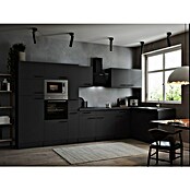 Respekta Olivia Winkelküche (172 x 370 cm, Grau, Farbe Arbeitsplatte: Granit Optik, Mit Elektrogeräten, Schwarze Griffe) | BAUHAUS