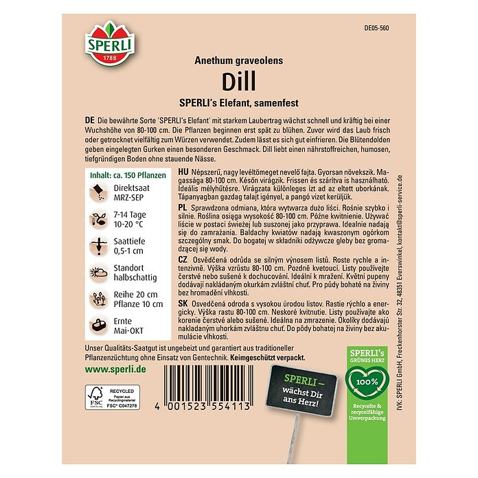 Sperli Kräutersamen Dill Sperli's Elefant (Anethum graveolens, Saatzeit: Mai) | BAUHAUS