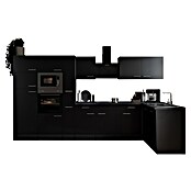 Respekta Olivia Winkelküche (172 x 370 cm, Schwarz, Mit Elektrogeräten) | BAUHAUS