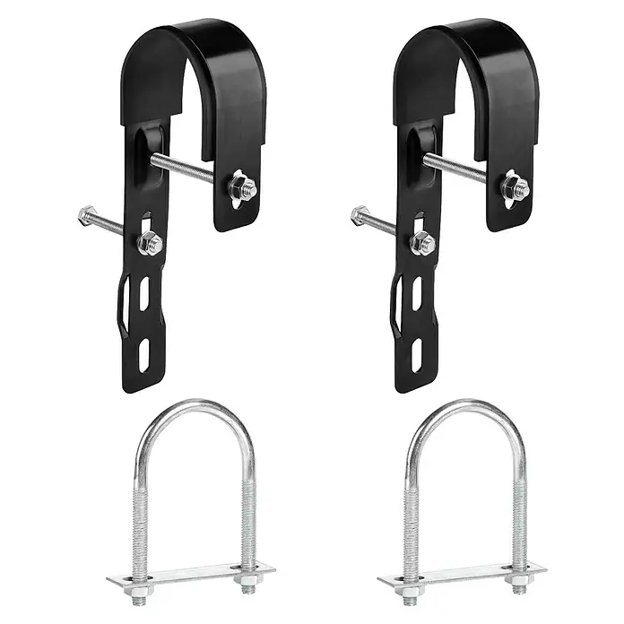 Befestigungs-Set - Metall, Passend für: Hepa-Komplettkraftwerke - Bild von zwei Sätzen U-Bügel-Befestigungsschellen. Diese Befestigungsschellen bieten eine sichere und zuverlässige Befestigungslösung.
