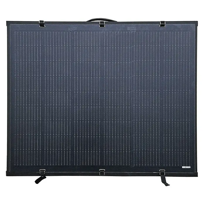 Hepa Solar Balkonkraftwerk Mini - 0% MwSt. gem. § 12 Abs. 3 UStG - Nennleistung: 200 W, L x B x H: 120 x 100 x 6,5 cm - Solarpanel mit schwarzem Rahmen und Aufhängeösen, ideal für Outdoor-Aktivitäten und netzunabhängige Stromversorgung.