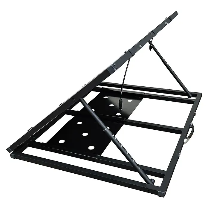 Hepa Solar Balkonkraftwerk Mini - 0% MwSt. gem. § 12 Abs. 3 UStG - Nennleistung: 200 W, L x B x H: 120 x 100 x 6,5 cm - Nahaufnahme einer Bettrahmen-Hebemechanik, die Stabilität und Funktionalität für Betten bietet.