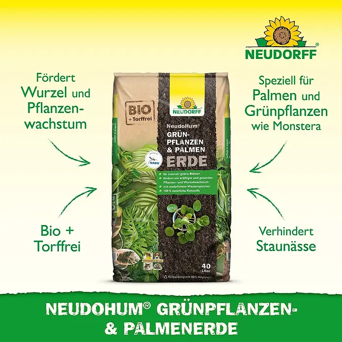 Neudorff NeudoHum Grünpflanzen- & Palmenerde - 40 l - NEUDORFF NeudoHum Grünpflanzen- & Palmenerde: Fördert Wurzelwachstum, ist torffrei und speziell für Palmen und Grünpflanzen.