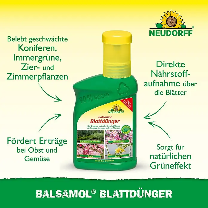 Neudorff Grünpflanzendünger Balsamol Blattdünger - 250 ml - Balsamol Blattdünger von Neudorff: Belebt geschwächte Pflanzen, fördert Erträge, sorgt für natürlichen Grüneffekt und direkte Nährstoffaufnahme.