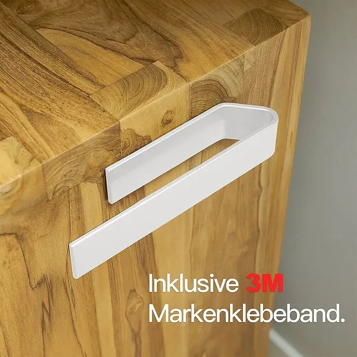 Designfabrik Hamburg Handtuchhalter - Weiß, Matt, Breite: 22 cm - Handtuchhalter aus Holz mit weißem Metallbügel. Inklusive 3M-Markenklebeband zur einfachen Anbringung.