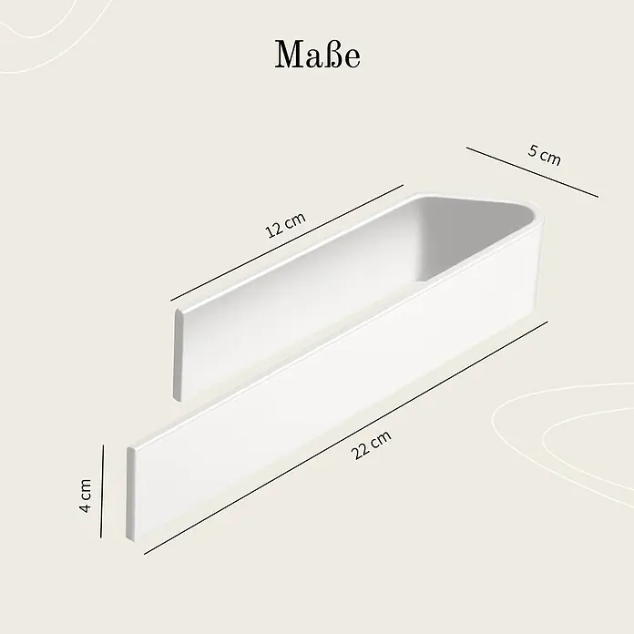 Designfabrik Hamburg Handtuchhalter - Weiß, Matt, Breite: 22 cm - Bild einer weißen Ablage mit den Maßen 12 x 5 x 4 x 22 cm, die für Ordnung und Übersichtlichkeit sorgt.