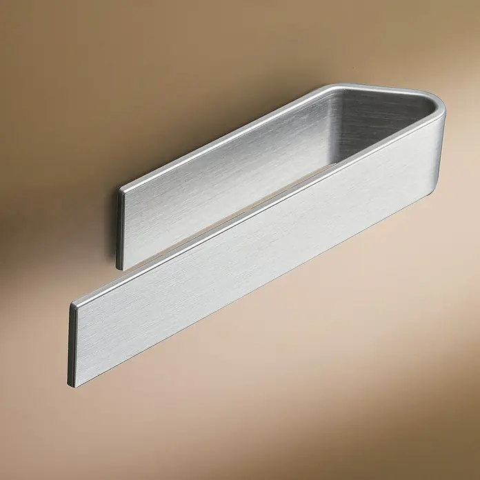 Designfabrik Hamburg Handtuchhalter - Silber gebürstet, Matt, Breite: 22 cm - Stilvolle Handtuchhalterung aus gebürstetem Metall für Badezimmer oder Küche. Praktisches und modernes Design zur Wandmontage.
