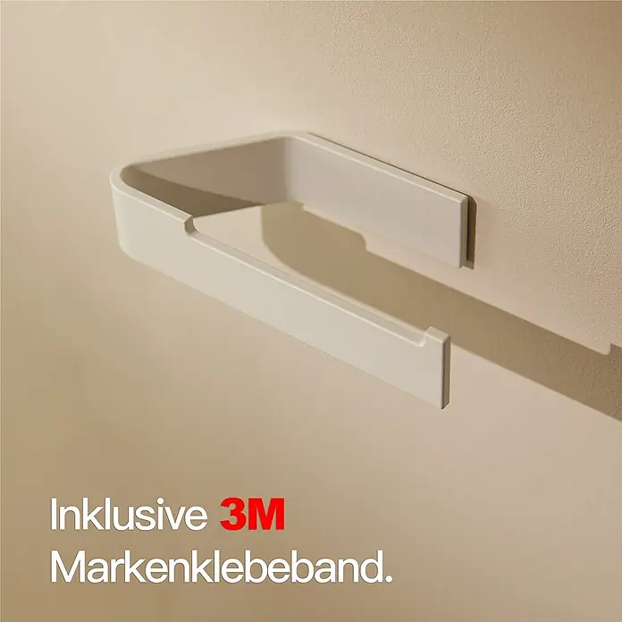 Designfabrik Hamburg Toilettenpapierhalter - Weiß, Matt - Halterung mit 3M Klebeband. Ein modernes Design für Ihr Zuhause, einfache Montage mit starkem 3M Klebeband inklusive.