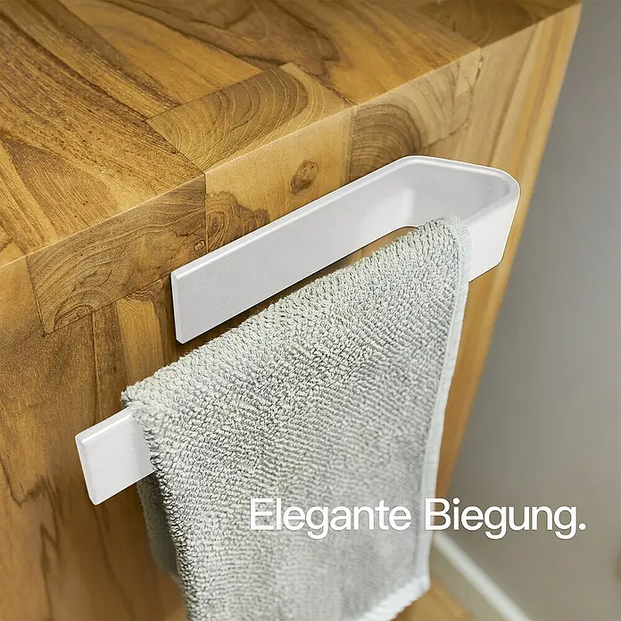 Designfabrik Hamburg Handtuchhalter - Weiß, Matt, Breite: 22 cm - Elegante Badtextilien: Handtuchhalter mit Handtuch. Stilvolle Badaccessoires für Ihr Zuhause.