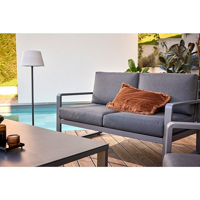 Sunfun Maja Loungesofa 2-Sitzer (B x T x H: 139,5 x 76 x 74,5 cm, Aluminium, Olefin, Night-Grey) | BAUHAUS