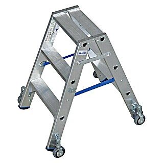 Krause Stabilo Stufen-Doppelleiter Fahrbar (Arbeitshöhe: 2,25 m, Anzahl Tritte: 2 x 3 Stufen, Tiefe Stufen: 80 mm, Material: Aluminium, Fahrbar)